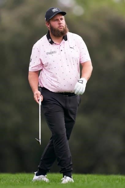 Andrew Johnston of England studies his shot during Day Four of The Open de Espana at Club de Campo Villa de Madrid on October 10, 2021 in Madrid,...