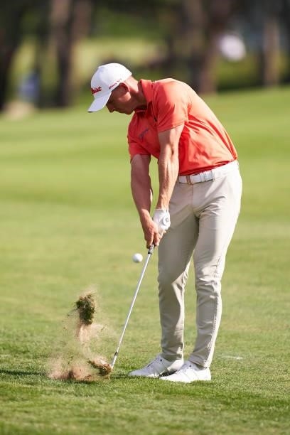 Grant Forrest of Scothland plays a shot during Day Four of The Open de Espana at Club de Campo Villa de Madrid on October 10, 2021 in Madrid, Spain.