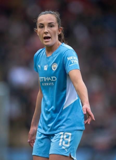 Caroline Weir of Manchester City in action during the Barclays FA Women's Super League match between Manchester United Women and Manchester City...