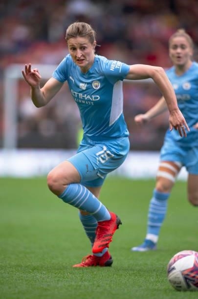 Ellen White of Manchester City in action during the Barclays FA Women's Super League match between Manchester United Women and Manchester City Women...
