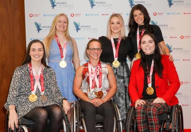 Tully Kearney, Laura Sugar, Emma Wiggs, Charlotte Henshaw, Lauren Steadman and Lauren Rowles attend the Women of the Year Lunch & Awards that...