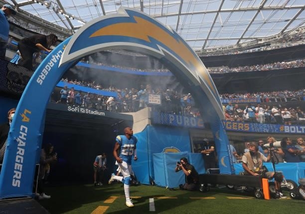 Chris Harris of the Los Angeles Chargers at SoFi Stadium on October 10, 2021 in Inglewood, California.