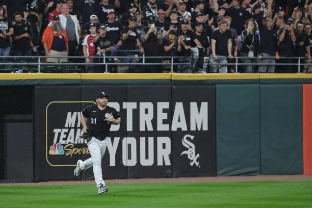 Liam Hendriks of the Chicago White Sox takes the field against the Houston Astros during game three of the American League Division Series at...
