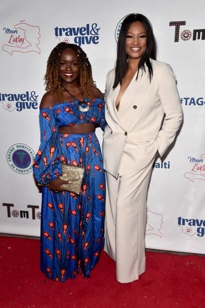 Tamika J. And Garcelle Beauvais attend Travel & Give Fundraiser with Lisa Vanderpump at Tom Tom on October 11, 2021 in West Hollywood, California.
