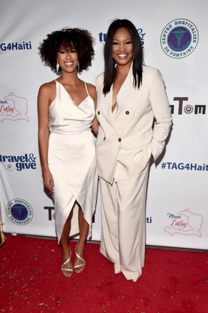 Martine Harris and Garcelle Beauvais attend Travel & Give Fundraiser with Lisa Vanderpump at Tom Tom on October 11, 2021 in West Hollywood,...