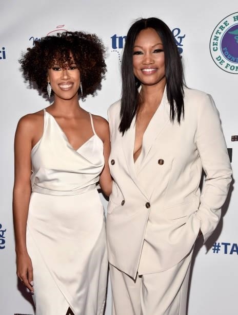 Martine Harris and Garcelle Beauvais attend Travel & Give Fundraiser with Lisa Vanderpump at Tom Tom on October 11, 2021 in West Hollywood,...