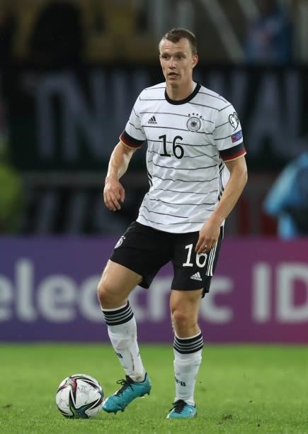 Lukas Klostermann of Germany controls the ball during the 2022 FIFA World Cup Qualifier match between North Macedonia and Germany at National Arena...