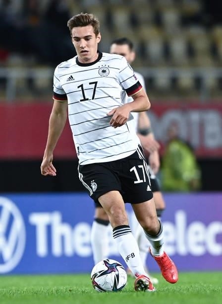 Florian Neuhaus of Germany runs with the ball during the 2022 FIFA World Cup Qualifier match between North Macedonia and Germany at National Arena...