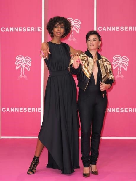 Sonia Rolland and Béatrice de La Boulaye attends the 4th Canneseries Festival - Day Five on October 12, 2021 in Cannes, France.