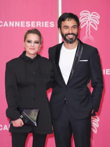 Marie Papillon and Assaâd Bouab attends the 4th Canneseries Festival - Day Five on October 12, 2021 in Cannes, France.