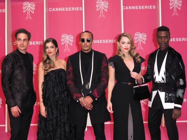 Marc Arnaud, Anais Parello, Marvin Gofin and Joy Esther attends the 4th Canneseries Festival - Day Five on October 12, 2021 in Cannes, France.