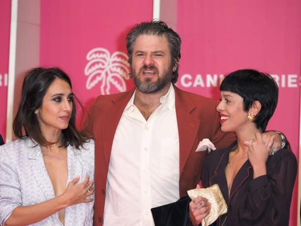 Silvia D'Amico, Edoardo Pesce and guest attends the 4th Canneseries Festival - Day Five on October 12, 2021 in Cannes, France.