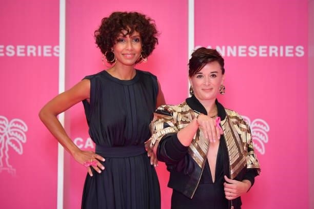 Sonia Rolland and Béatrice de La Boulaye attend the 4th Canneseries Festival - Day Five on October 12, 2021 in Cannes, France.