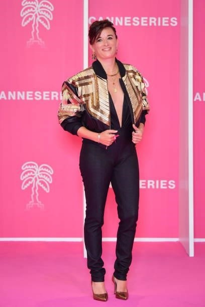 Béatrice de La Boulaye attends the 4th Canneseries Festival - Day Five on October 12, 2021 in Cannes, France.