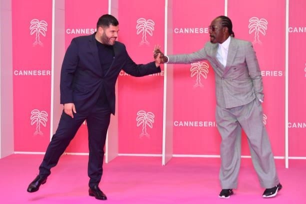Salvatore Esposito and Marco Prince attend the 4th Canneseries Festival - Day Five on October 12, 2021 in Cannes, France.