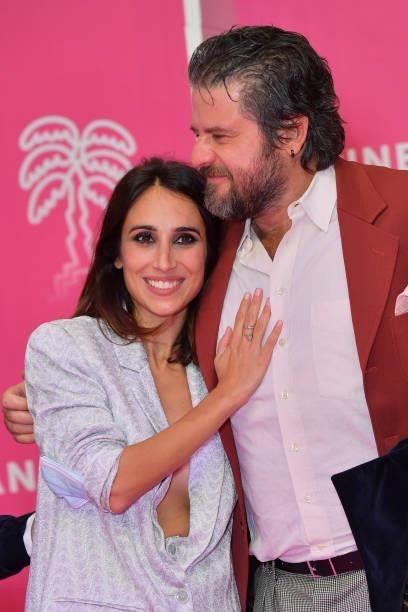 Silvia D'Amico and Edoardo Pesce attend the 4th Canneseries Festival - Day Five on October 12, 2021 in Cannes, France.