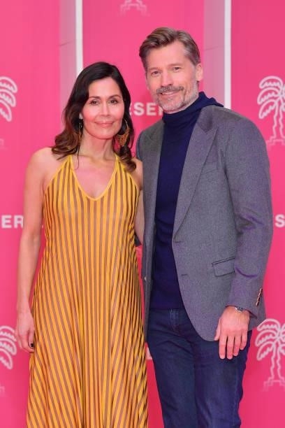 Nukaaka Coster-Waldau and Nikolaj Coster-Waldau attends the 4th Canneseries Festival - Day Five on October 12, 2021 in Cannes, France.
