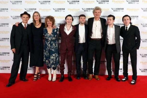 Mark Rylance, a guest, Tricia Tuttle, Christian Lees, Jake Davies, Simon Farnaby, Craig Roberts and Jonah Lees attend "The Phantom Of The Open
