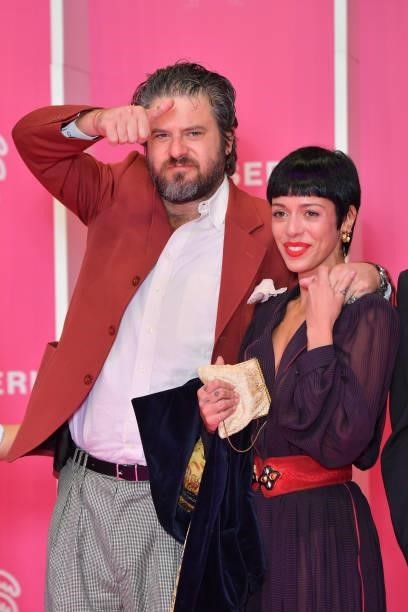 Edoardo Pesce and a guest attend the 4th Canneseries Festival - Day Five on October 12, 2021 in Cannes, France.