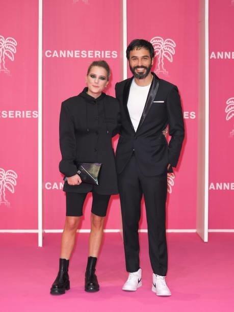 Marie Papillon and Assaâd Bouab attends the 4th Canneseries Festival - Day Five on October 12, 2021 in Cannes, France.
