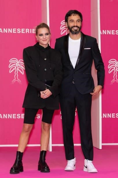 Marie Papillon and Assaad Bouab attend the 4th Canneseries Festival - Day Five on October 12, 2021 in Cannes, France.