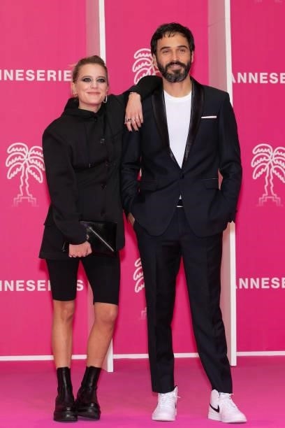 Marie Papillon and Assaad Bouab attend the 4th Canneseries Festival - Day Five on October 12, 2021 in Cannes, France.