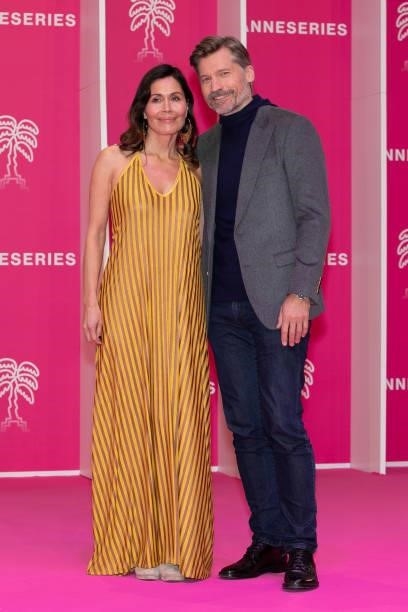Nukaaka Coster-Waldau and Nikolaj Coster-Waldau attend the 4th Canneseries Festival - Day Five on October 12, 2021 in Cannes, France.