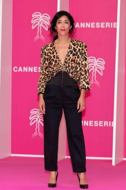 Actress Naidra Ayadi attends the 4th Canneseries Festival - Day Five on October 12, 2021 in Cannes, France.