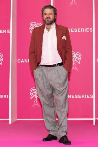 Actor Edoardo Pesce attends the 4th Canneseries Festival - Day Five on October 12, 2021 in Cannes, France.