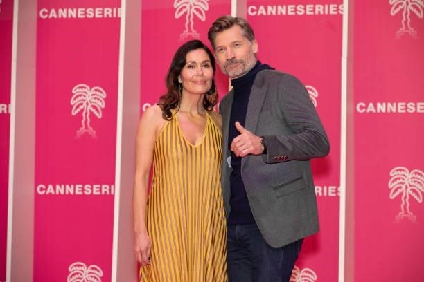 Nukaaka Coster-Waldau and Nikolaj Coster-Waldau attend the 4th Canneseries Festival - Day Five on October 12, 2021 in Cannes, France.