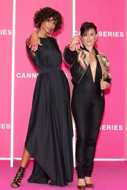 Sonia Rolland and Beatrice de la Boulaye attend the 4th Canneseries Festival - Day Five on October 12, 2021 in Cannes, France.