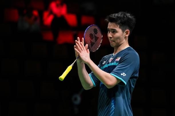 Cheam June Wei of Malaysia celebrates the victory in the Men's Single match against Jason Anthony Ho-Shue of Canada during day four of the Thomas &...