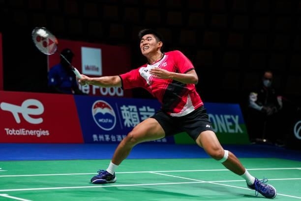 Jason Anthony Ho-Shue of Canada competes in the Men's Single match against Cheam June Wei of Malaysia during day four of the Thomas & Uber Cup on...