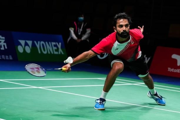 Sankeerth of Canada competes in the Men's Single match against Ng Tze Yong of Malaysia during day four of the Thomas & Uber Cup on October 12, 2021...