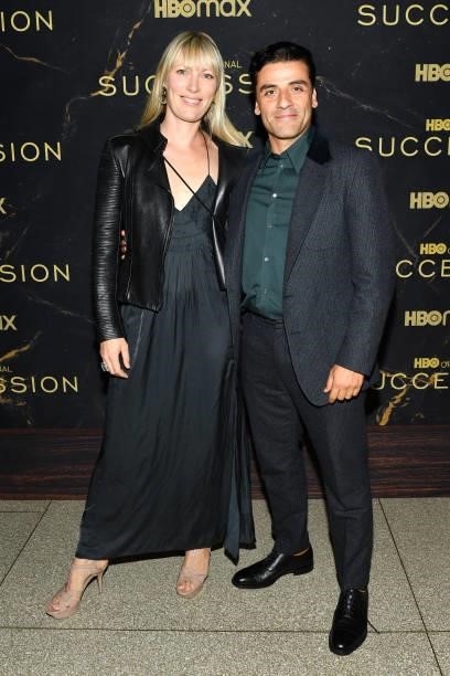 Elvira Lind and Oscar Issac attend HBO's "Succession