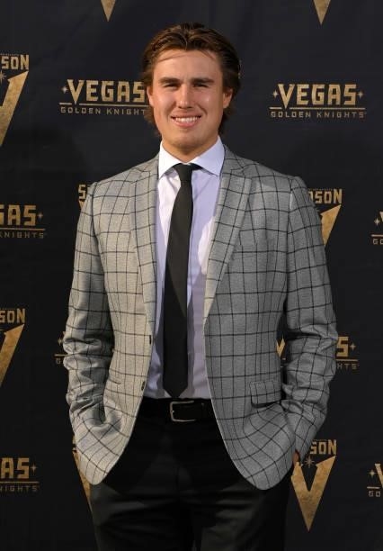 Zach Whitecloud of the Vegas Golden Knights arrives prior to a game against the Seattle Kraken at T-Mobile Arena on October 12, 2021 in Las Vegas,...