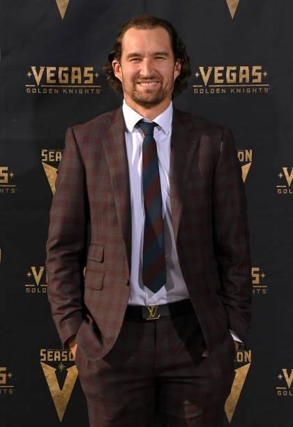 Mark Stone of the Vegas Golden Knights arrives prior to a game against the Seattle Kraken at T-Mobile Arena on October 12, 2021 in Las Vegas, Nevada.
