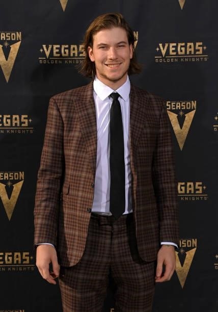 Nolan Patrick of the Vegas Golden Knights arrives prior to a game against the Seattle Kraken at T-Mobile Arena on October 12, 2021 in Las Vegas,...