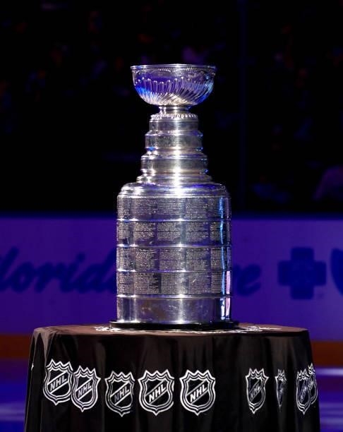 The Stanley Cup is shown before the first period of a game between the Tampa Bay Lightning and the Pittsburgh Penguins at Amalie Arena on October 12,...