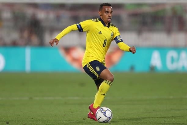 Bilal Hussein of Sweden during the 2022 UEFA European Under-21 Championship Qualifier match between Italy and Sweden at Stadio Brianteo on October...