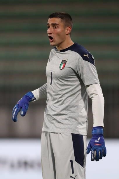 Stefano Turati of Italy reacts during the 2022 UEFA European Under-21 Championship Qualifier match between Italy and Sweden at Stadio Brianteo on...