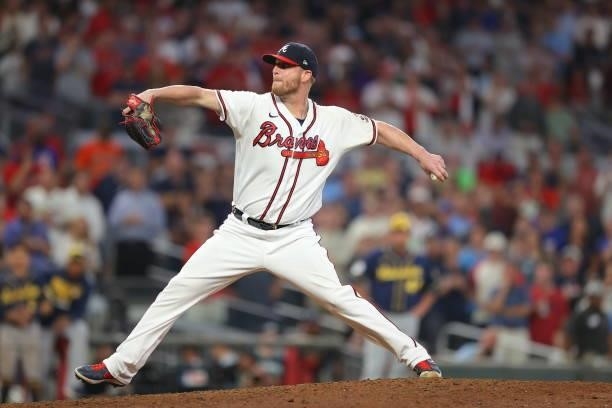 Will Smith of the Atlanta Braves delivers during the ninth inning against the Milwaukee Brewers in game four of the National League Division Series...