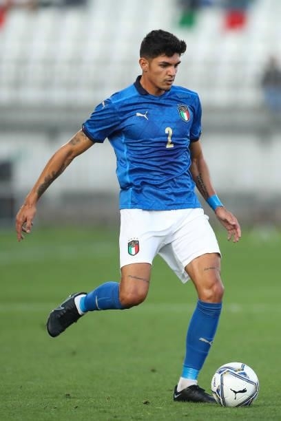 Raoul Bellanova of Italy during the 2022 UEFA European Under-21 Championship Qualifier match between Italy and Sweden at Stadio Brianteo on October...