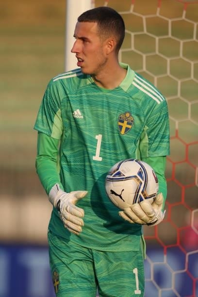 Samuel Brolin of Sweden during the 2022 UEFA European Under-21 Championship Qualifier match between Italy and Sweden at Stadio Brianteo on October...