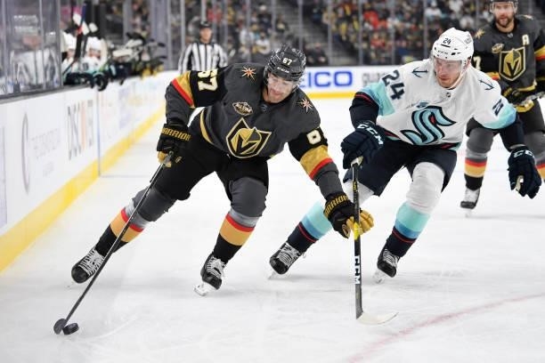 Max Pacioretty of the Vegas Golden Knights skates during the first period of a game against the Seatle Kraken at T-Mobile Arena on October 12, 2021...