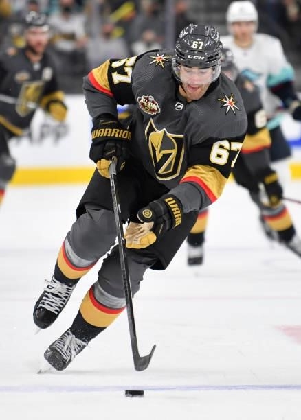 Max Pacioretty of the Vegas Golden Knights skates during the third period of a game against the Seatle Kraken at T-Mobile Arena on October 12, 2021...