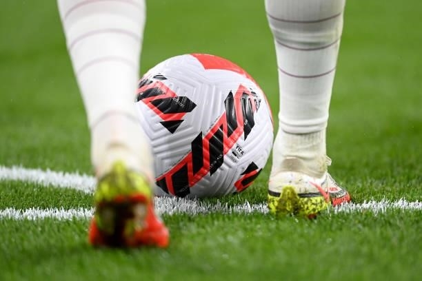 The matchball is seen during the 2022 FIFA World Cup Qualifier match between England and Hungary at Wembley Stadium on October 12, 2021 in London,...