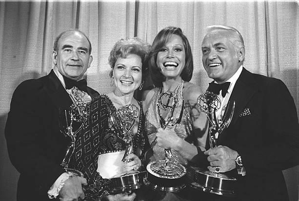 Emmy Awards. Edward Asner, Betty White, Mary Tyler Moore, Ted Knight.