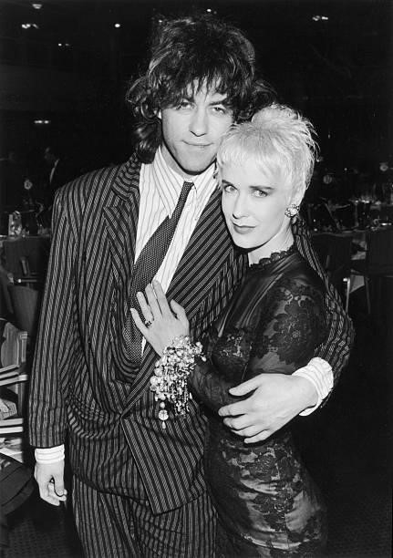 Bob Geldof and his wife Paula Yates attend the BPI Awards in London, 9th February 1987.