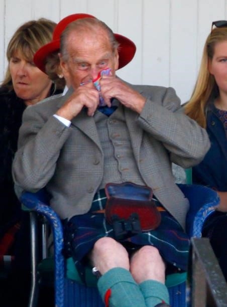 Prince Philip, Duke of Edinburgh attends the Braemar Gathering at the The Princess Royal and Duke of Fife Memorial Park on September 6, 2014 in...